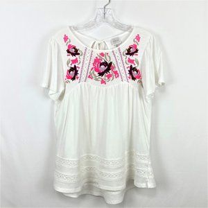 Cupio - Embroidered hi-low blouse